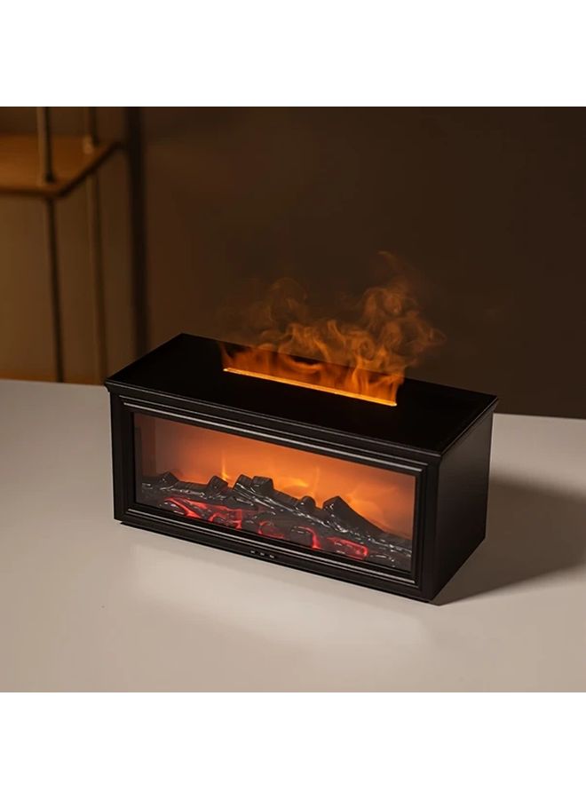 2025 Upgrade 3D Flame Fireplace Aroma Diffuser Black Humidifier with Remote Control Timer - Image 1