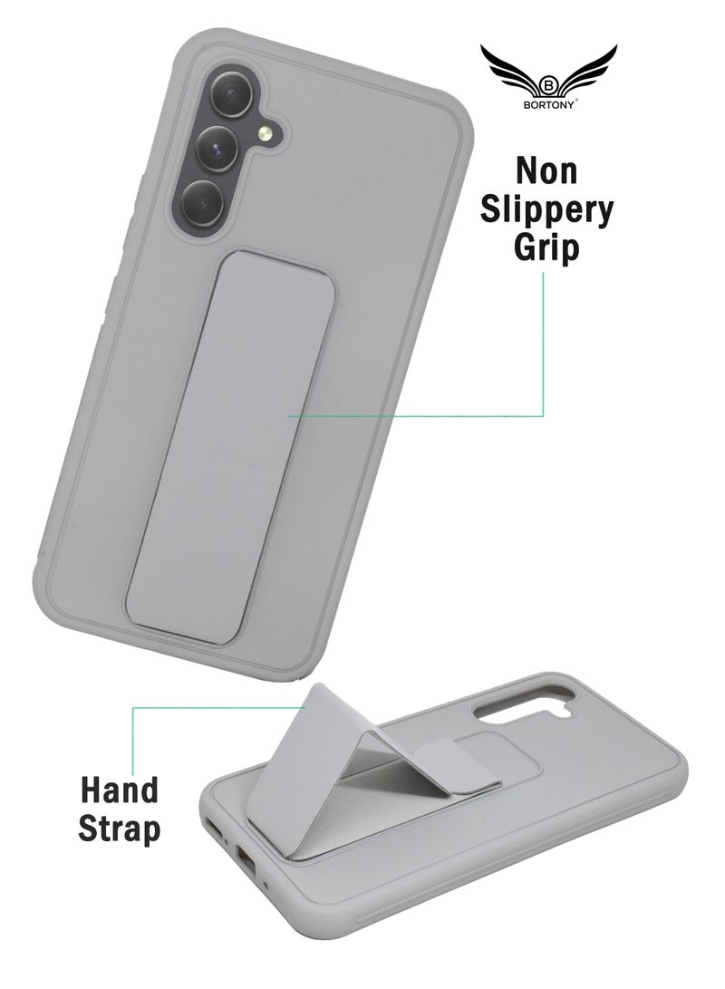 BORTONY Samsung A54 5G Case with Magnetic Car Mount Kickstand Holder Premium Silicone Vertical and Horizontal Hand Strap Grip Cover for Samsung Galaxy A54 5G - Image 4
