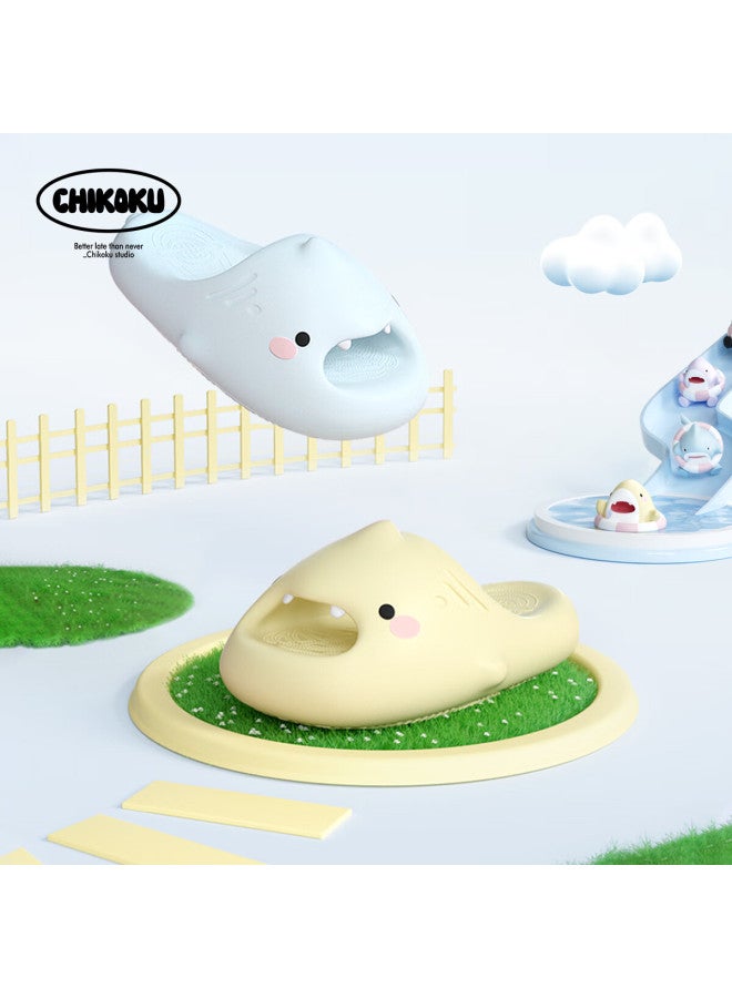 Chikoku New Cute Shark Slippers For Women Summer Home Thick-soled Anti-slip Couple Shark Cool Slippers For Men Summer - Image 5