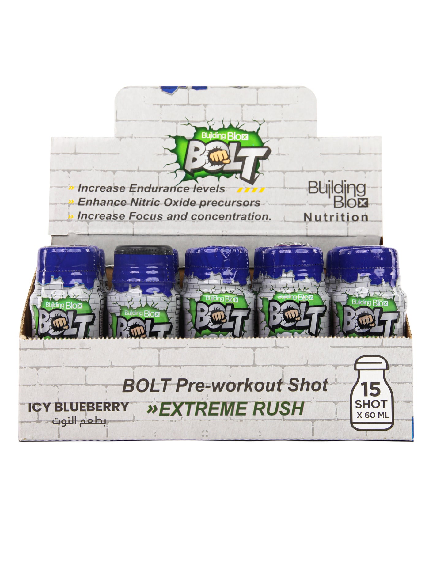 BOLT "Pre-workout Shot" Blueberry flavor (Pack of 15)