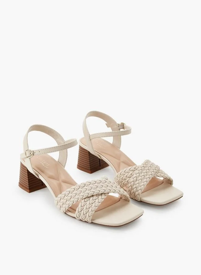 Celeste Women Braided Cross Strap Block Heel Sandals
