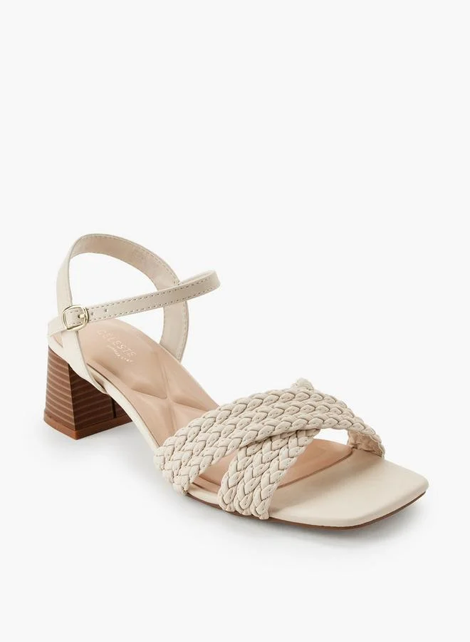 سيليست Women Braided Cross Strap Block Heel Sandals