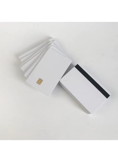 100 عبوة من بطاقات Ic ذات شريحة Sle4442 مع مسارين بقياس 5/16 بوصة وشريط مغناطيسي Hico 2 في 1 بطاقة ذكية فارغة من مادة PVC  - Image 3