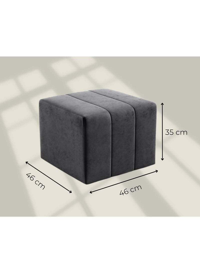 Brown velvet ottoman, measuring 46×35×46 cm, footstool, suitable for living room and entryway - Image 4