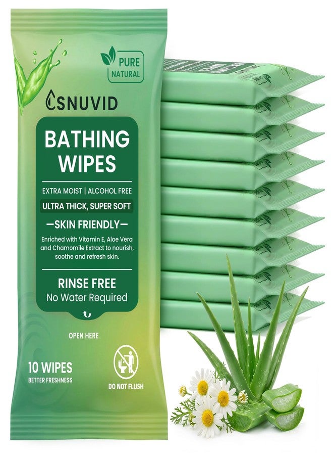 Snuvid 100 Extra Large Body Wipes for Adults Bathing No Rinse, Extra Thick Shower Wipes for Men, Women & Elderly - Great for Gym, Camping, Post Surgery - Soft & Gentle, - Image 1