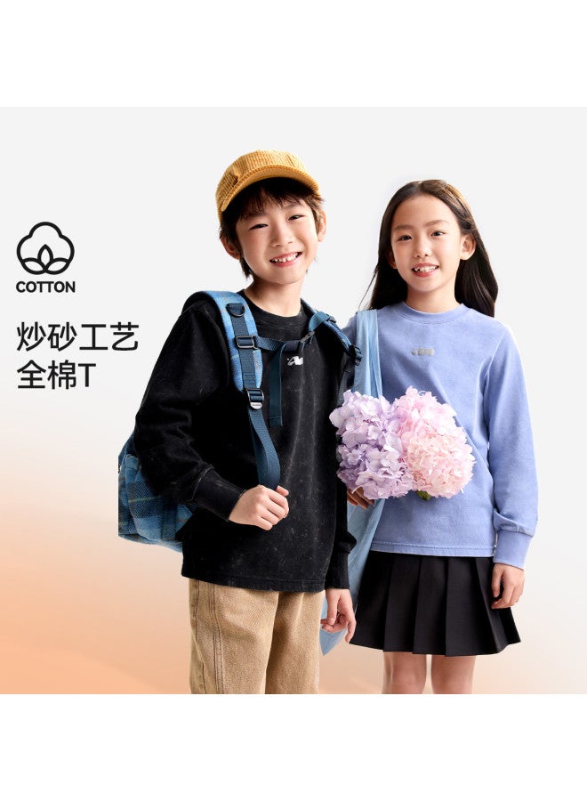 Annil تي شيرت أطفال بأكمام طويلة وياقة دائرية - مجموعة خريف 2025 الجديدة، طبقة أساسية تمتص الرطوبة وقابلة للتنفس - Image 2