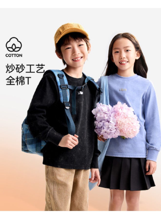 Annil تي شيرت أطفال بأكمام طويلة وياقة دائرية - مجموعة خريف 2025 الجديدة، طبقة أساسية تمتص الرطوبة وقابلة للتنفس - Image 1