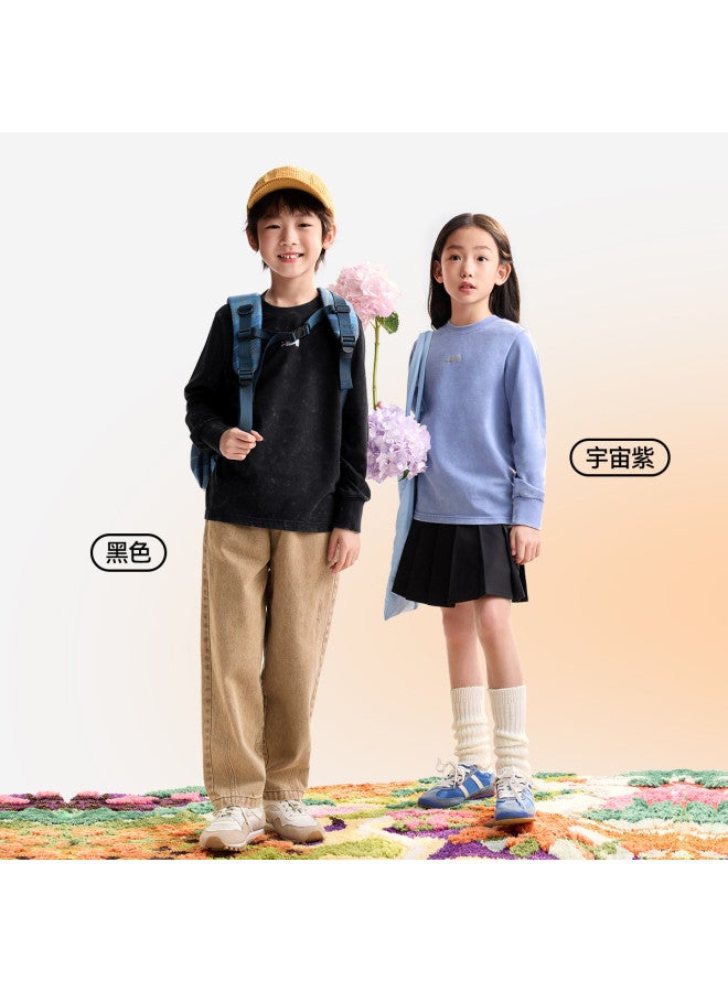 Annil تي شيرت أطفال بأكمام طويلة وياقة دائرية - مجموعة خريف 2025 الجديدة، طبقة أساسية تمتص الرطوبة وقابلة للتنفس - Image 5