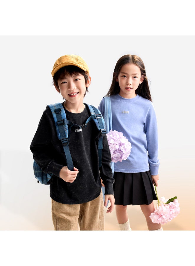 Annil تي شيرت أطفال بأكمام طويلة وياقة دائرية - مجموعة خريف 2025 الجديدة، طبقة أساسية تمتص الرطوبة وقابلة للتنفس - Image 3