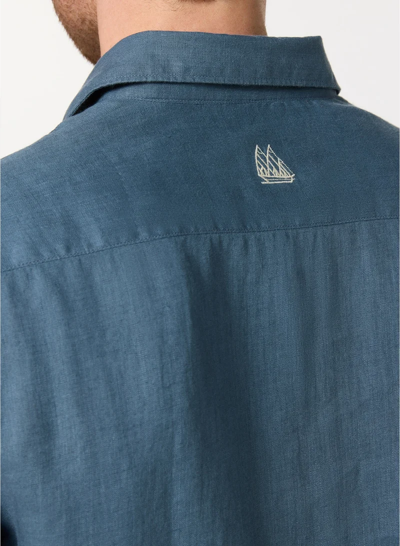 MANNERISM  The Breakwater Teal Linen Shirt Comfort Fit for Men | Best Price UAE