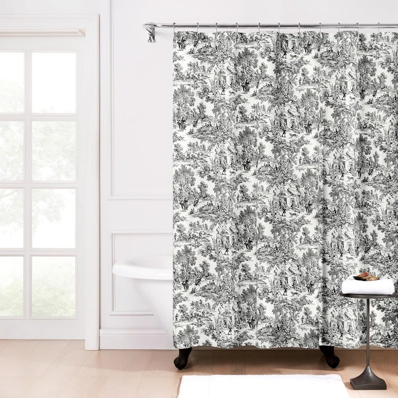 Victoria Park Toile Bathroom Shower Black - Image 1