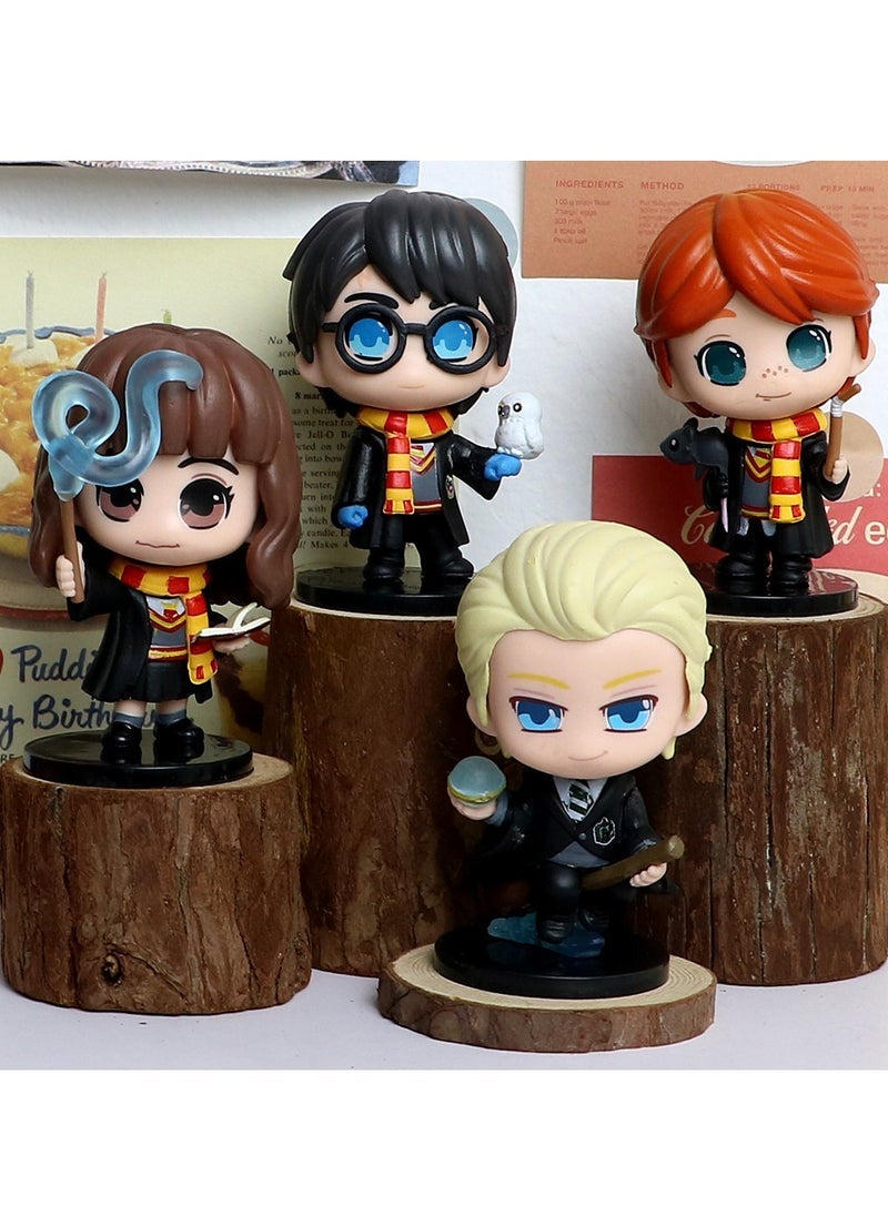 New 6-Piece Harry Potter Figure Set - Harry, Hermione, Ron Car Ornament and Cake Topper, 8-9.5cm PVC - Image 2