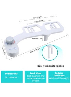 HASTHIP HASTHIP ® Adjustable Water Pressure Brass, Metal Bidet Spray for Toilet, Self-Cleaning Hidden Nozzle, Simple Non-Electric Bidet Toilet Attach Universal Fitment, White  - Image 3