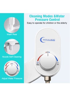 HASTHIP HASTHIP ® Adjustable Water Pressure Brass, Metal Bidet Spray for Toilet, Self-Cleaning Hidden Nozzle, Simple Non-Electric Bidet Toilet Attach Universal Fitment, White  - Image 4