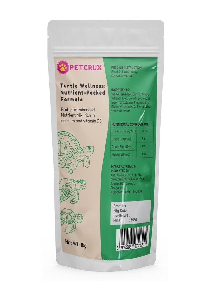 Petcrux Premium Pellet Turtle Food for All Life Stages Contains Fish (1 Kg Refill Pouch) - Image 1