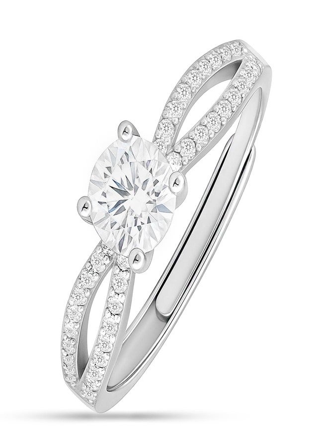 ZAVYA Promise of Forever Solitaire Rhodium Plated Ring (Adjustable) | Gift for her - Image 1