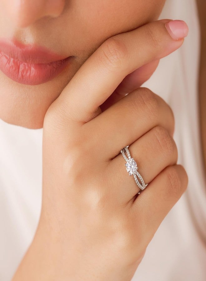 ZAVYA Promise of Forever Solitaire Rhodium Plated Ring (Adjustable) | Gift for her - Image 4