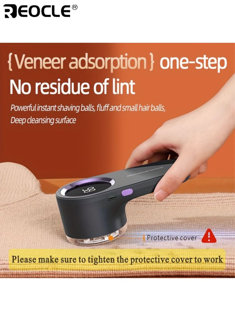 REOCLE USB Rechargeable Lint Remover with LCD Display and Type-C Charging Portable Fabric Shaver with Easy Clean Feature for Home Travel Clothes Care - Image 3