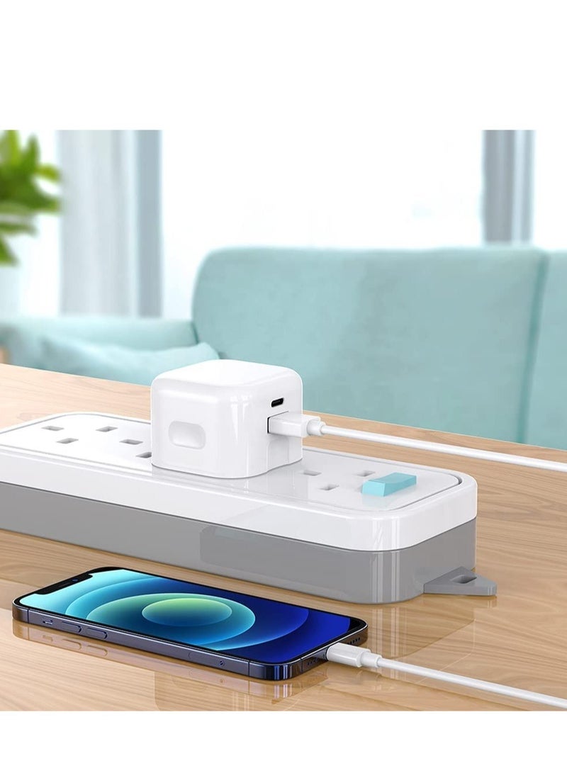 "20W Dual Port USB & Type C Fast Charger Plug – UK Wall Adapter for Samsung Galaxy S23 Series, A14 5G, A34, A54, S22 Series, and More (White)" - Image 3