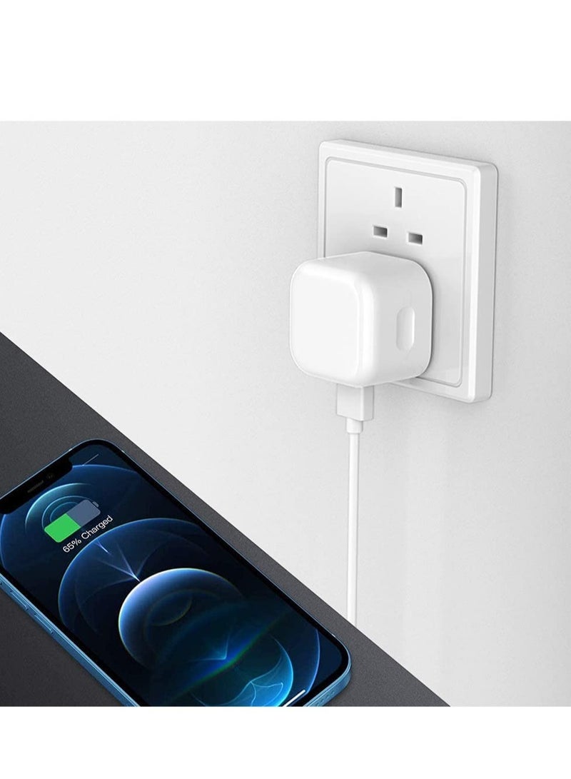 "20W Dual Port USB & Type C Fast Charger Plug – UK Wall Adapter for Samsung Galaxy S23 Series, A14 5G, A34, A54, S22 Series, and More (White)" - Image 4