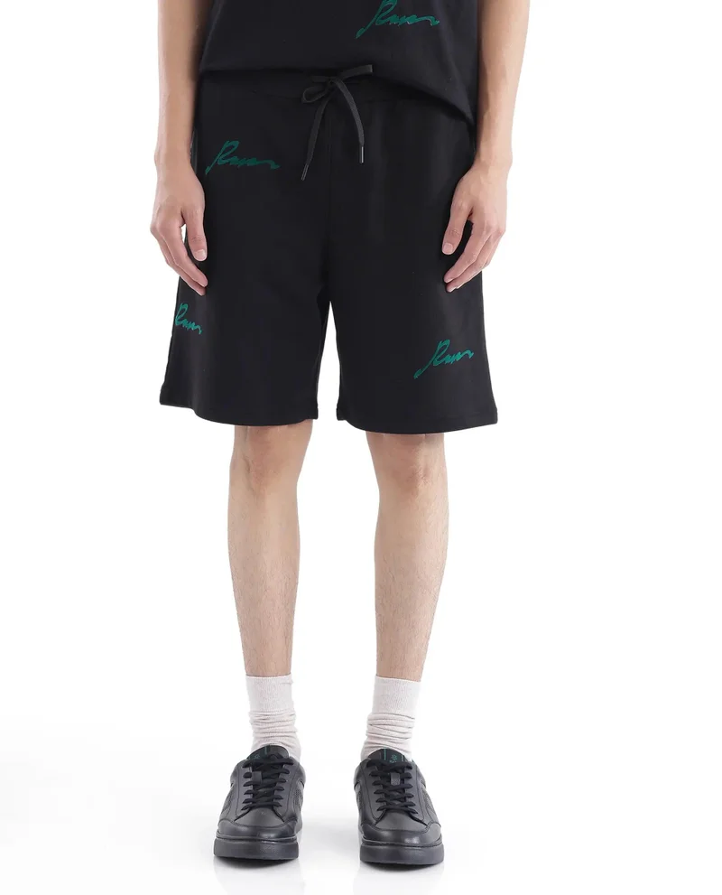 Rare Rabbit Men's Typography Print Boxy Shorts