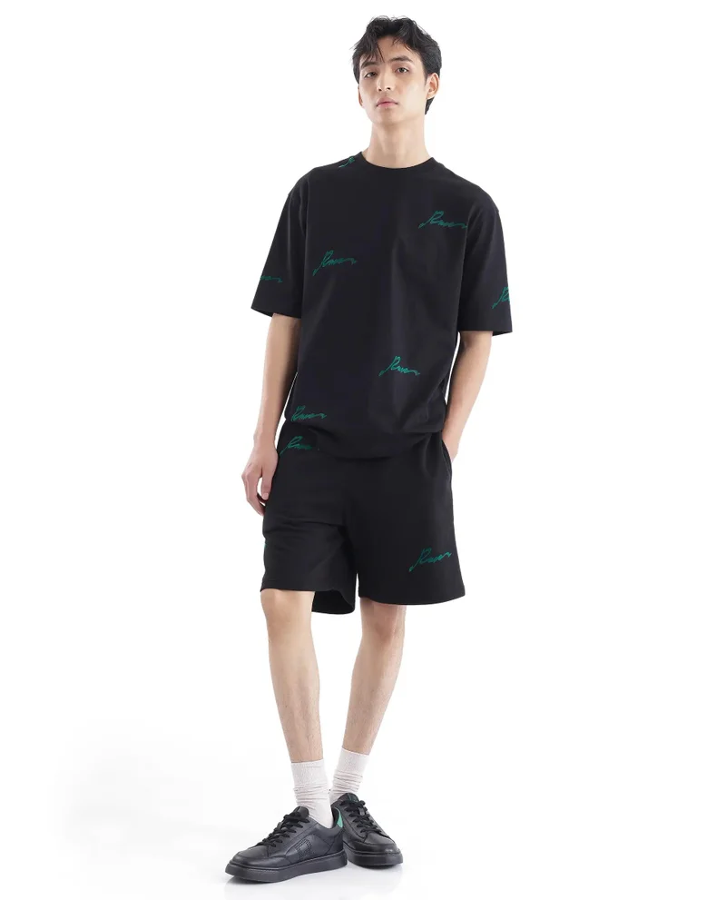 Rare Rabbit Men's Typography Print Boxy Shorts