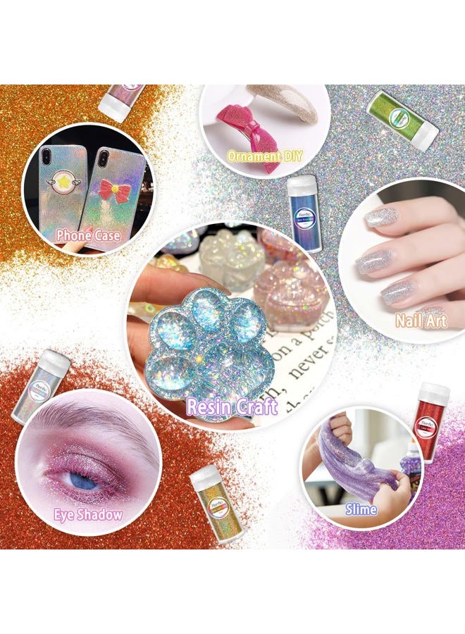 Renfio Holography Ultra Fine Glitter Powder, 28 Colors 420ml Glitter Set, Resin Glitter Powder, Nail Glitter, Assorted Craft Glitter for Epoxy Resin Art, Body Face Hair Glitter Bulk, Glitter Tumbler - Image 5