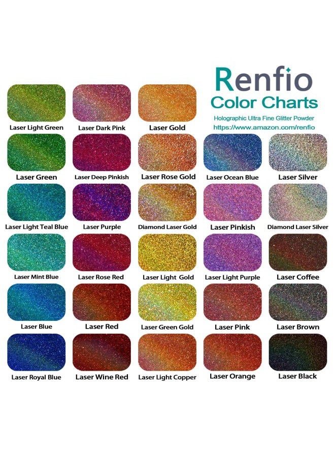 Renfio Holography Ultra Fine Glitter Powder, 28 Colors 420ml Glitter Set, Resin Glitter Powder, Nail Glitter, Assorted Craft Glitter for Epoxy Resin Art, Body Face Hair Glitter Bulk, Glitter Tumbler - Image 3