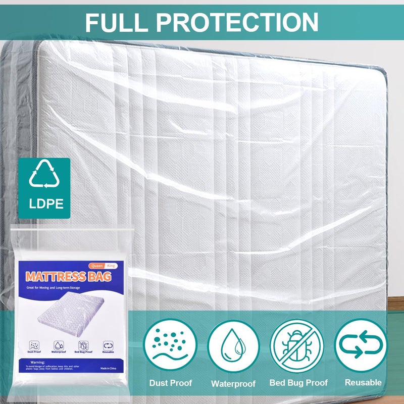 Allwin Mattress Bag for Moving Storage - Plastic Mattress Protector Cover, Queen and King Size (1Pack, Queen/King) - Image 4