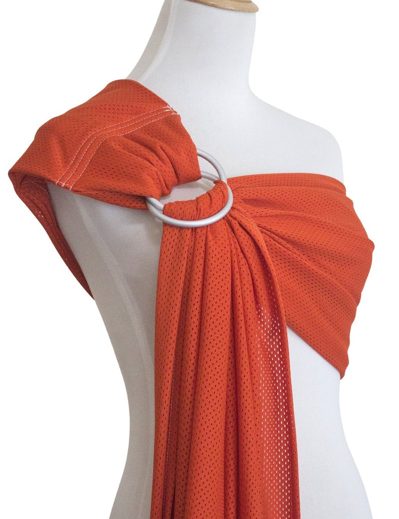 Vlokup Baby Water Ring Sling Carrier | Lightweight Breathable Mesh Baby Wrap for Infant, Newborn, Kids and Toddlers | Perfect for Summer, Swimming, Pool, Beach | Great for Dad Too Orange - Image 5