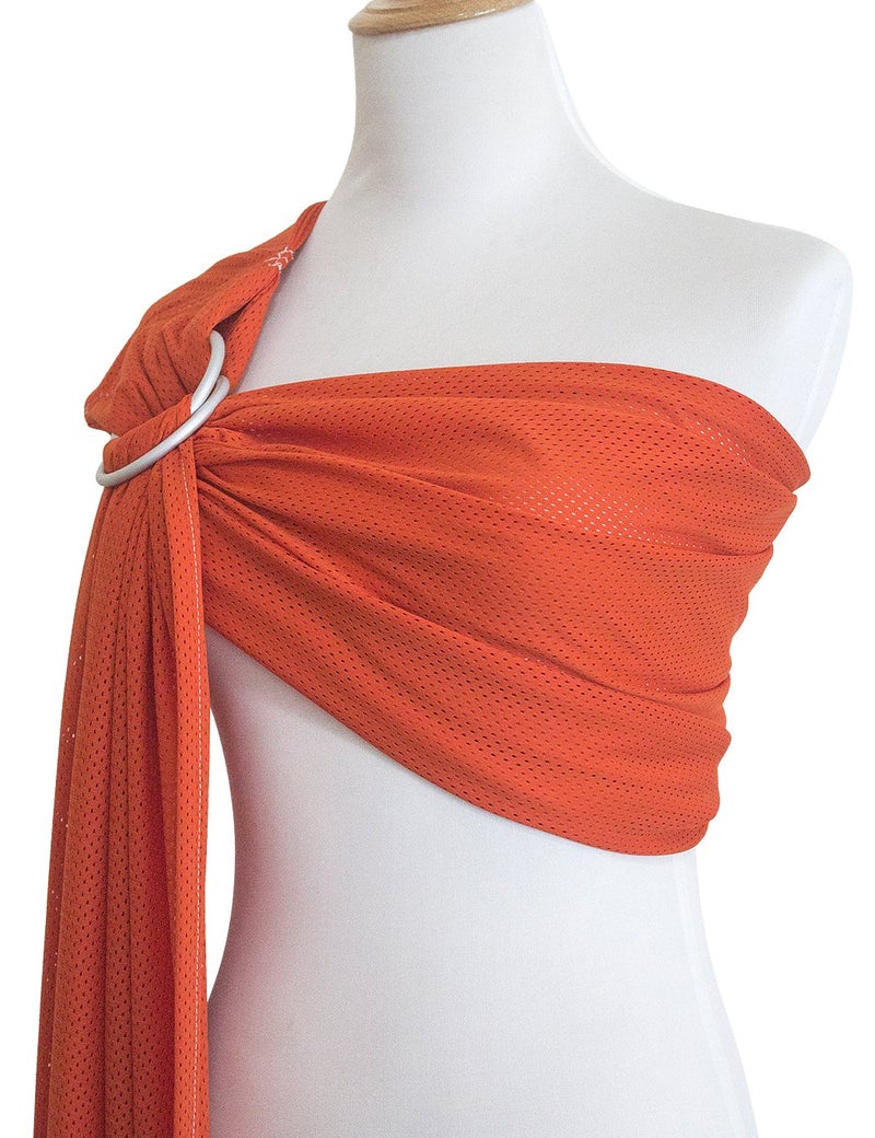 Vlokup Baby Water Ring Sling Carrier | Lightweight Breathable Mesh Baby Wrap for Infant, Newborn, Kids and Toddlers | Perfect for Summer, Swimming, Pool, Beach | Great for Dad Too Orange - Image 2