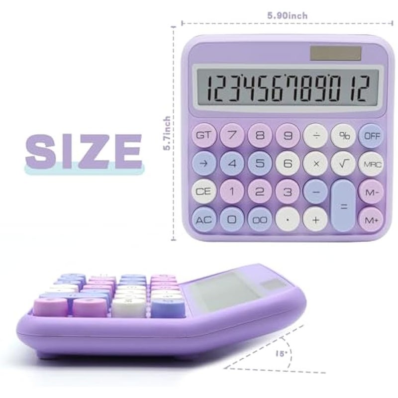 Purple Calculator,  Standard Calculator 12 Digit with Large LCD Display and Big ons,Purple Office Accessories for Women Desk,Cute Calculator for Office,School, Home,Business - Image 2