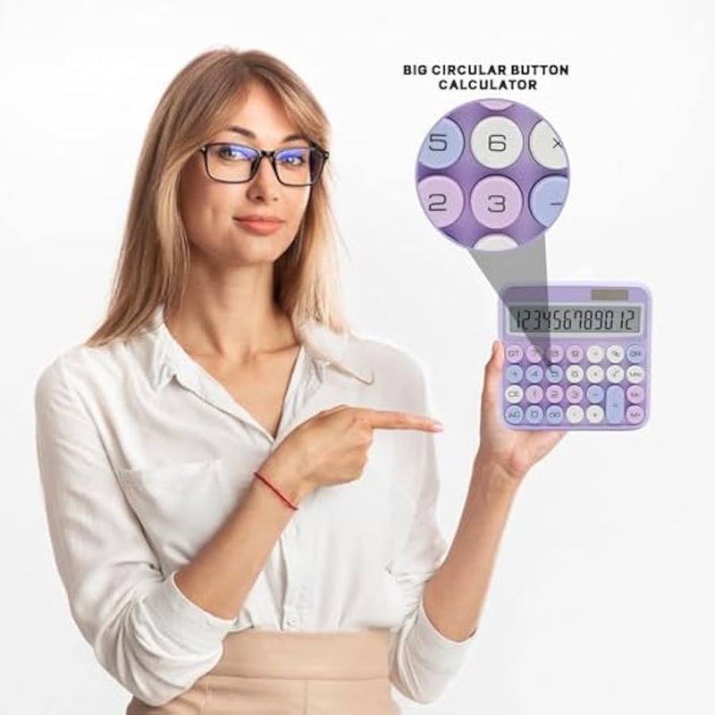 Purple Calculator,  Standard Calculator 12 Digit with Large LCD Display and Big ons,Purple Office Accessories for Women Desk,Cute Calculator for Office,School, Home,Business - Image 4