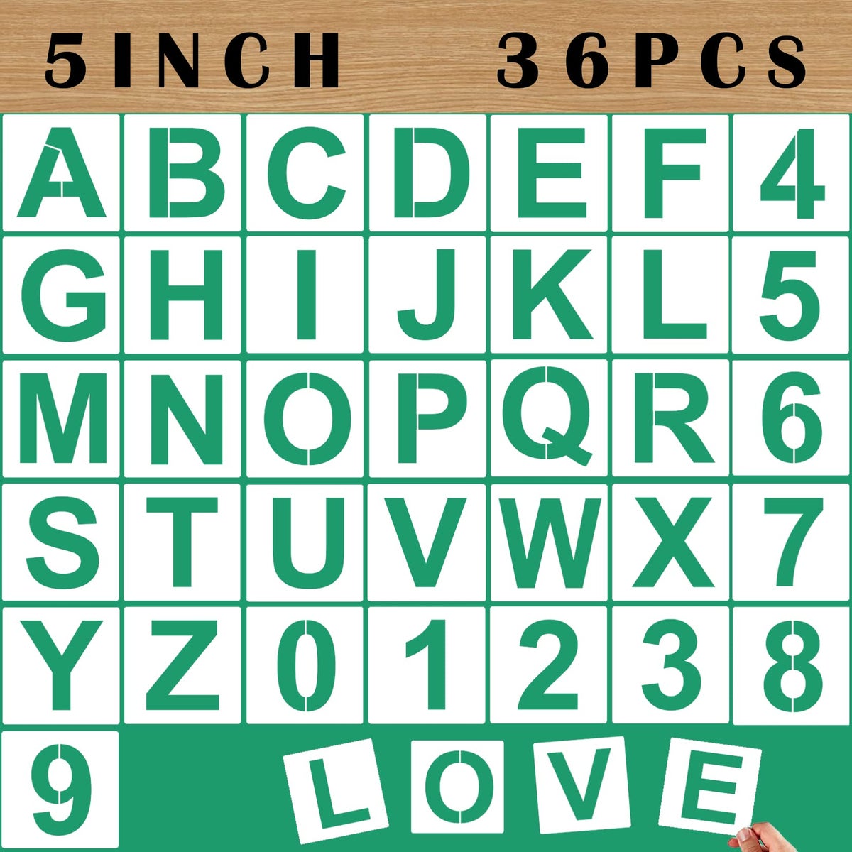Mossdecal 36 Pcs 5 Large Letter Number Stencils Alphabet Art Craft ...