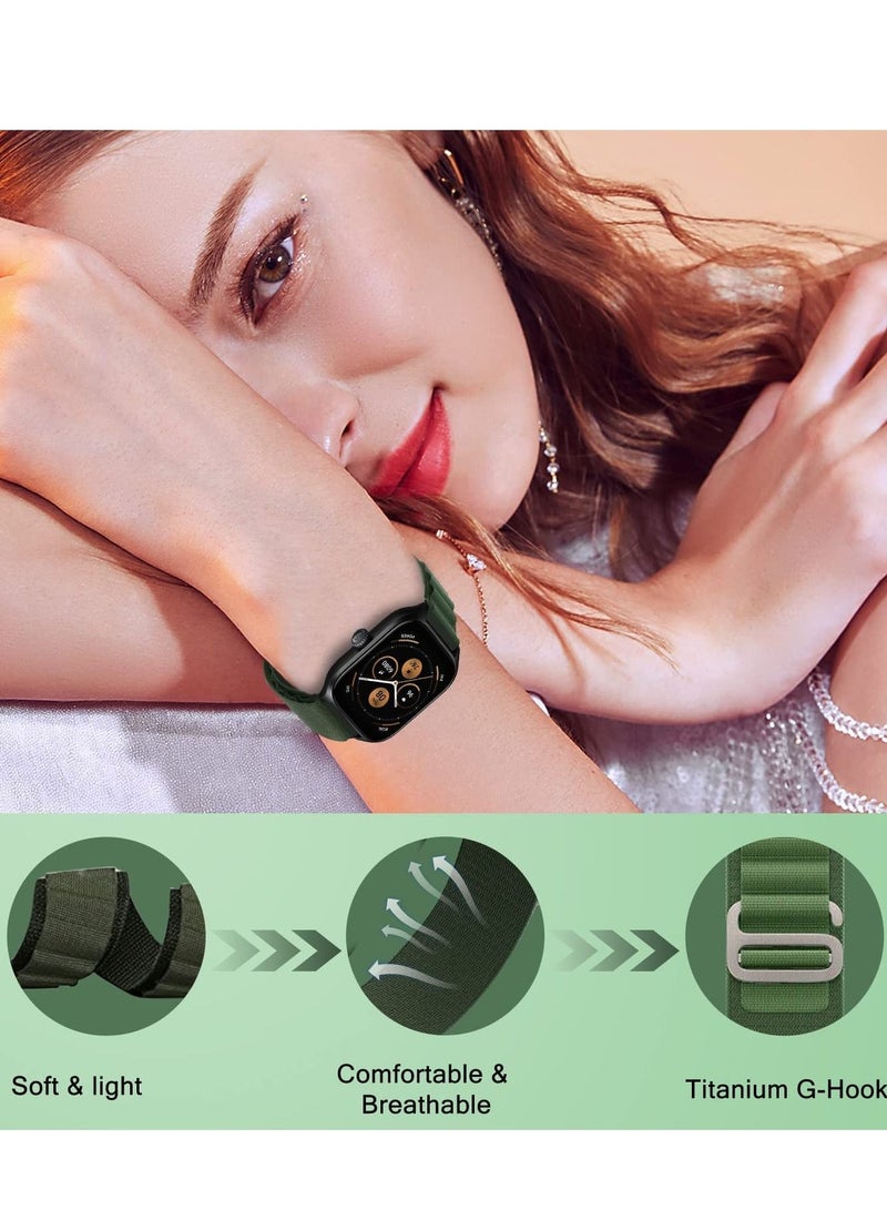 20mm Stretch Nylon Metal Alpine Loop Woven Strap For Honor Magic Watch 42 Mm - Green - Image 3