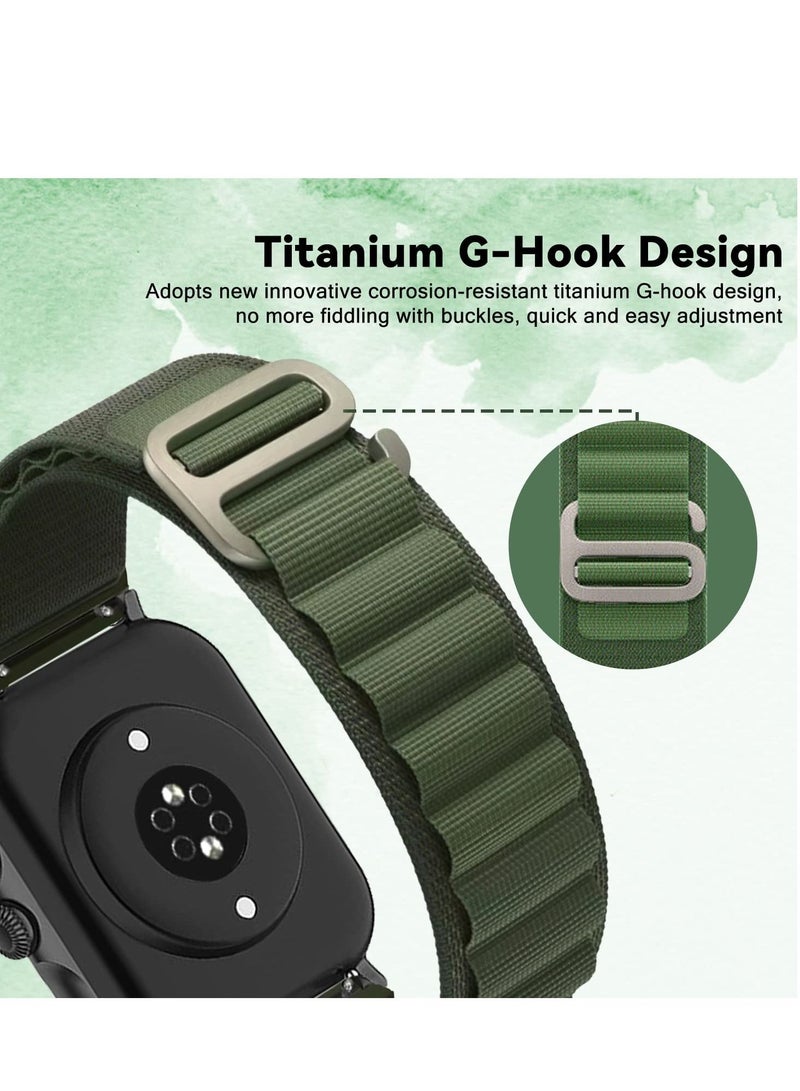 20mm Stretch Nylon Metal Alpine Loop Woven Strap For Honor Magic Watch 42 Mm - Green - Image 4