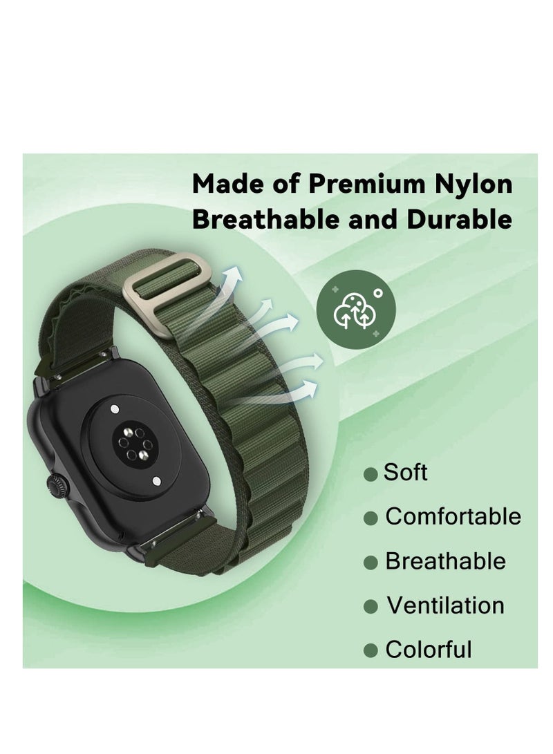 20mm Stretch Nylon Metal Alpine Loop Woven Strap For Honor Magic Watch 42 Mm - Green - Image 2