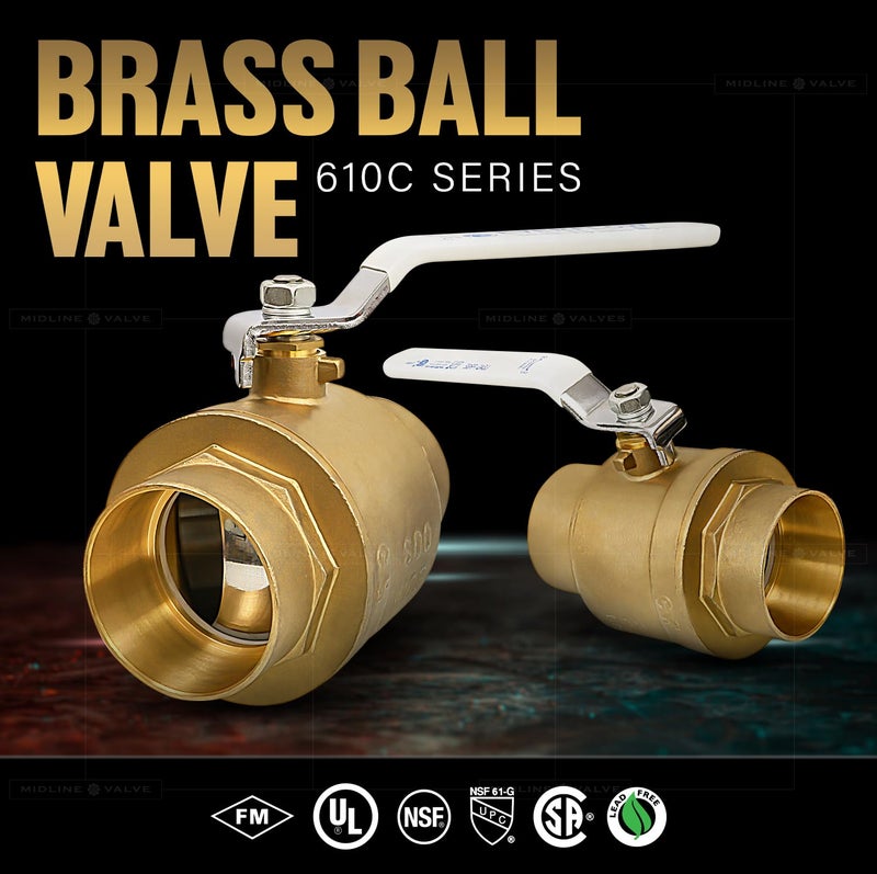 Everflow Midline Valve 832C224-NL Premium Full Port Ball Valve Brass, x 2 in. SWT - Image 2