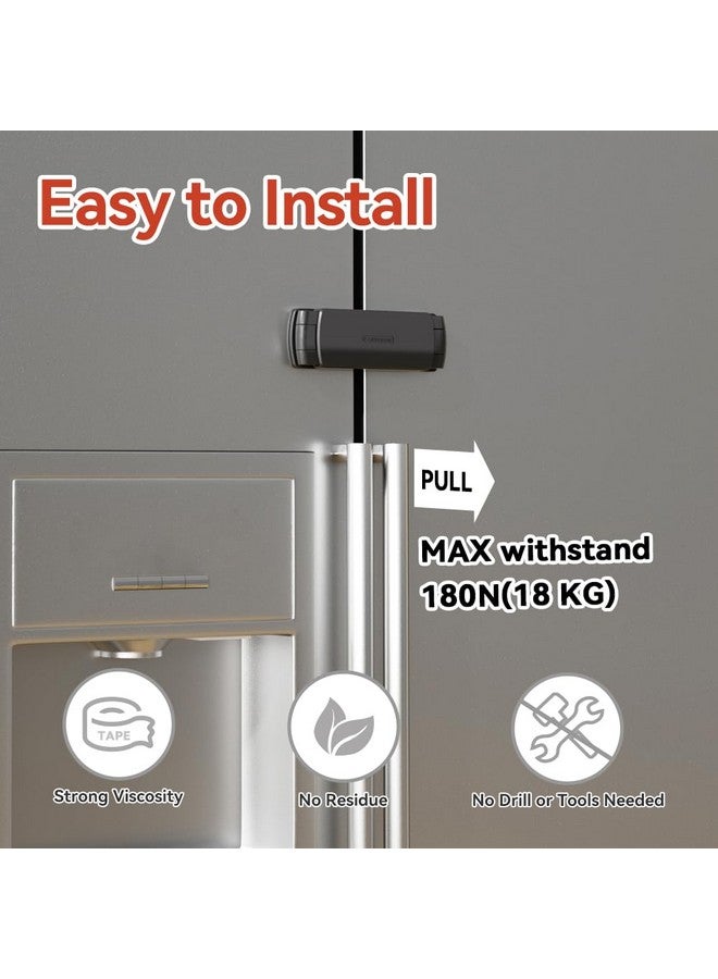 EUDEMON 2 Pack Latest French Fridge Lock French Door Refrigerator/Freezer Lock Apply to Max 3.54"(90mm) Two Door Gap Distance for Kids & Babies,Easy to Install no Tools Need or Drill (Black) - Image 3