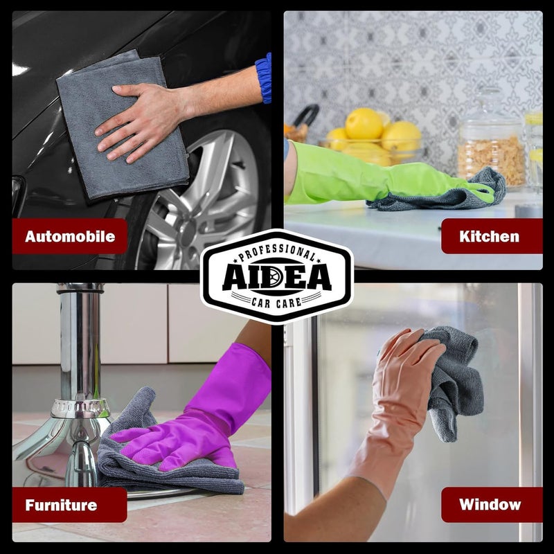 AIDEA Microfiber Cleaning Cloth Grey 50PK, Microfiber Towels for Cars, Premium Car Cloths, Dusting Cloth Lint Free Cleaning Rags for SUVs, House, Kitchen, Window, Workshops,12Ã—12" - Image 5