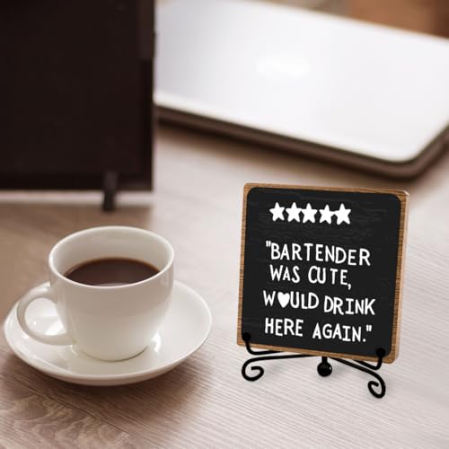Toerifer Funny Home Bar Plaque, Wooden with Stand, Bar Table Decorations, Desk Shelf Decor Supplies - Image 4