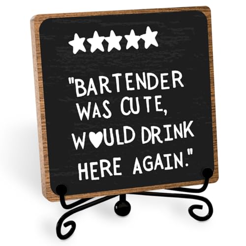 Toerifer Funny Home Bar Plaque, Wooden with Stand, Bar Table Decorations, Desk Shelf Decor Supplies - Image 1