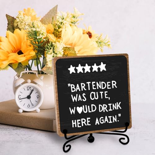 Toerifer Funny Home Bar Plaque, Wooden with Stand, Bar Table Decorations, Desk Shelf Decor Supplies - Image 3