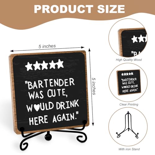 Toerifer Funny Home Bar Plaque, Wooden with Stand, Bar Table Decorations, Desk Shelf Decor Supplies - Image 2