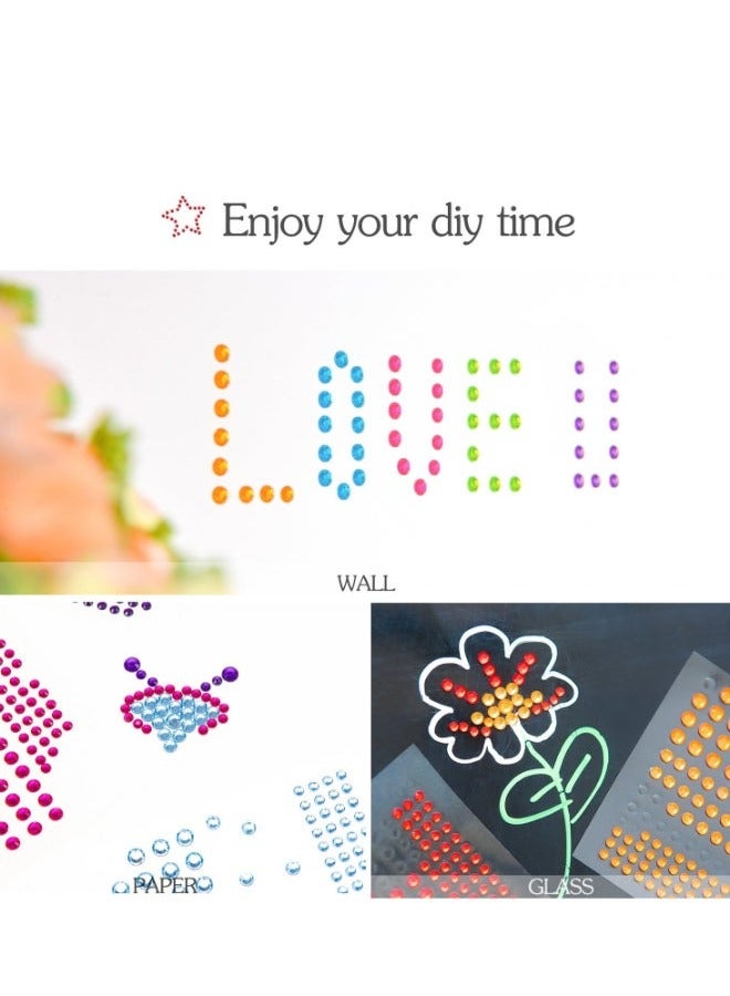Crystals Rhinestones Kids Stickers 900PCS 15 Colors 3 Sizes Crafts Jewels Sticker Colorful Gem Diamond Makeup Face Eyes Jewels Nail Art Sticker - Image 4