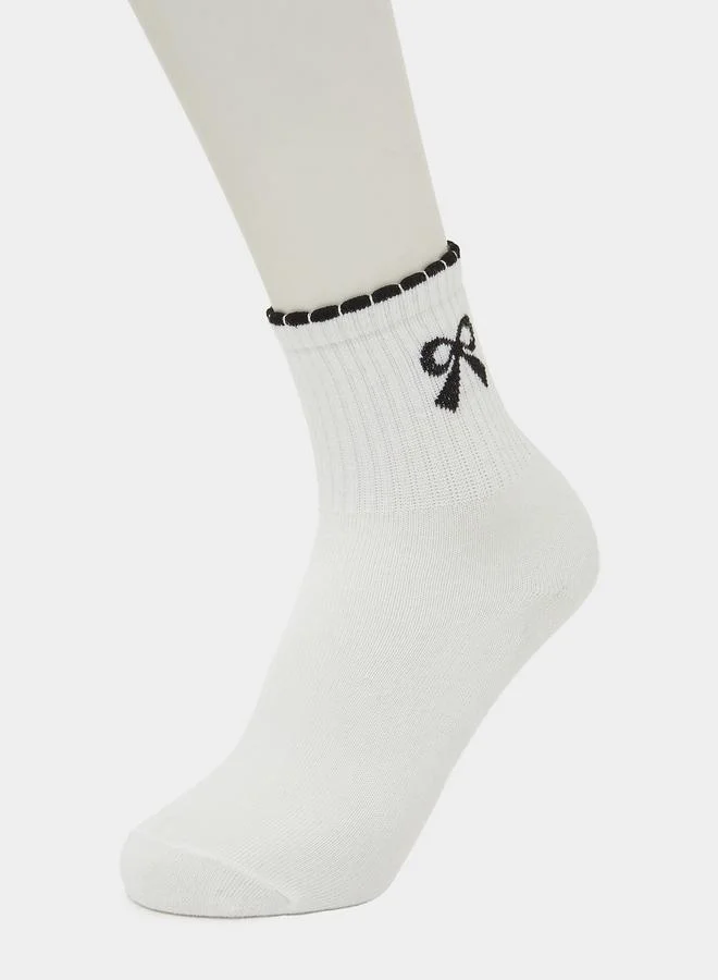 ستايلي Girls Pack Of 5 - Bow Detail Quarter Socks
