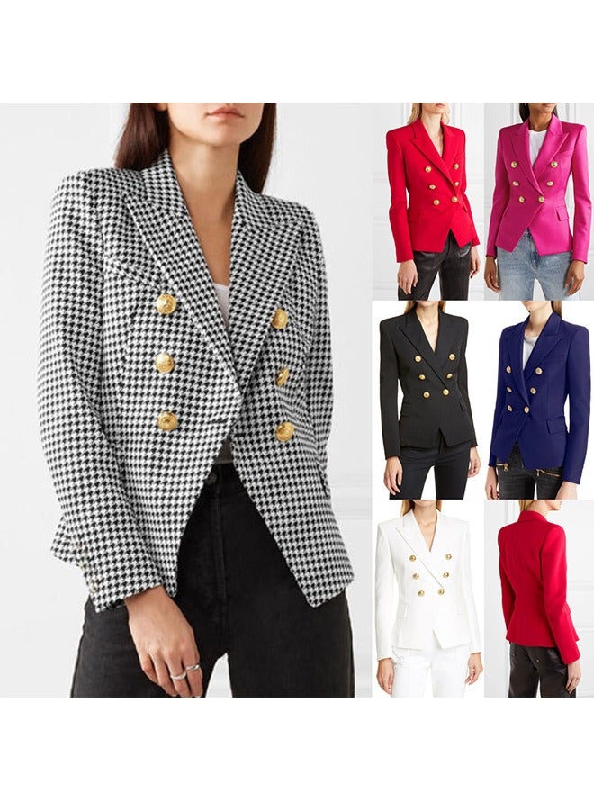 NIBEMINENT Women's Classic Short Suit Double Breasted Jacket  - Image 2