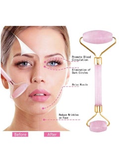 Rubik Jade Roller Facial Face, Body Eyes Neck Massager Tool Reduce Wrinkles Aging Original Natural Jade Stone Pink  - Image 4