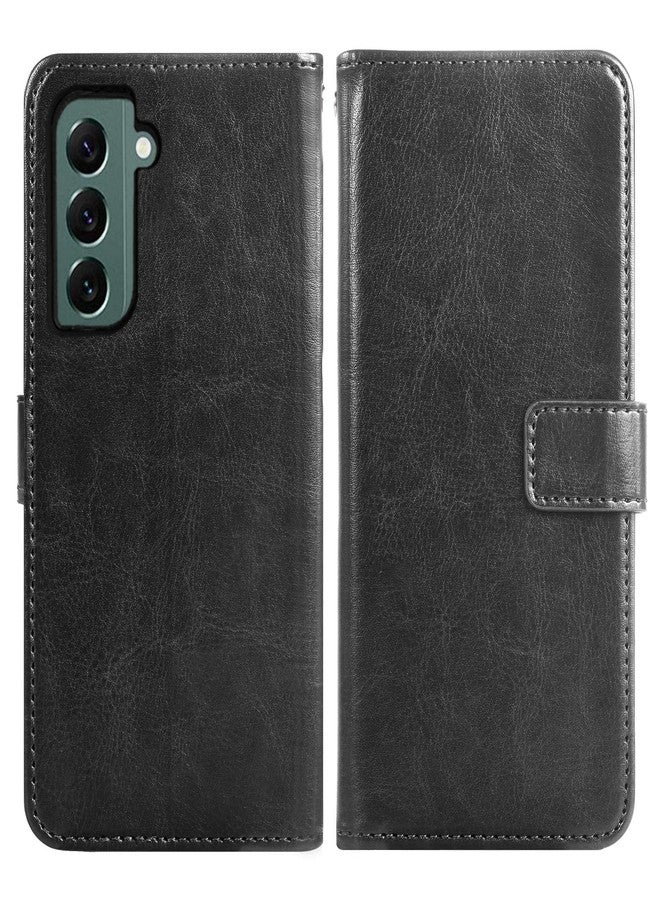 أسو ويش جراب محفظة متوافق مع سامسونج جالاكسي S22 بلس 5G من أسويش، واقي شاشة من الزجاج المقوى، غطاء قلاب من الجلد، حامل بطاقات، متوفر باللون الأسود. - Image 5