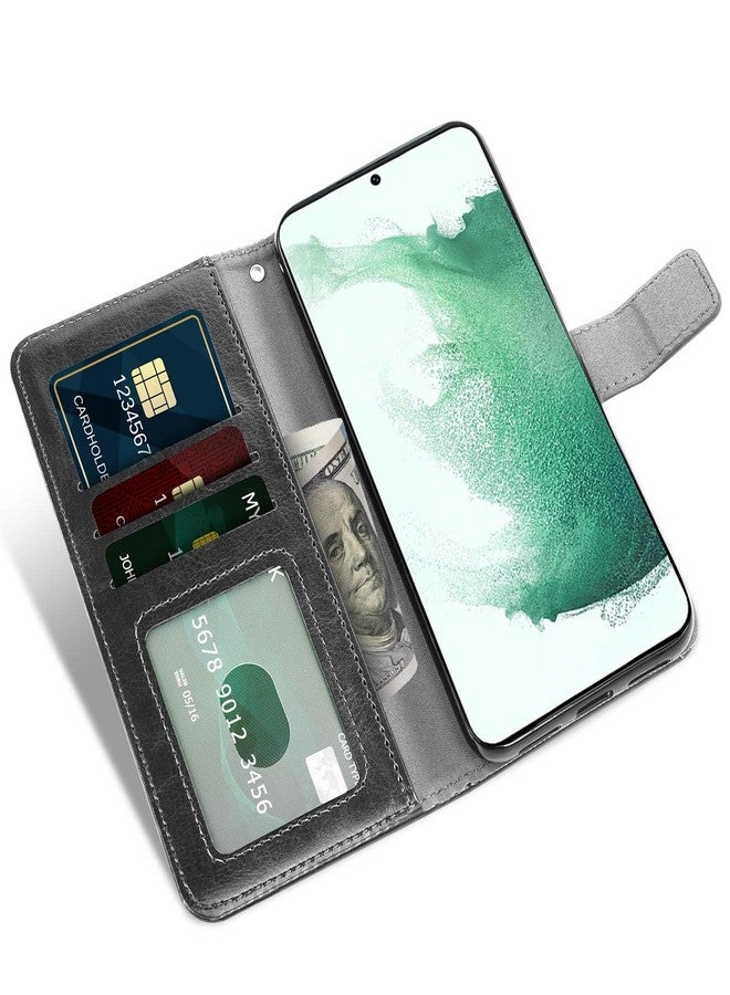 أسو ويش جراب محفظة متوافق مع سامسونج جالاكسي S22 بلس 5G من أسويش، واقي شاشة من الزجاج المقوى، غطاء قلاب من الجلد، حامل بطاقات، متوفر باللون الأسود. - Image 3